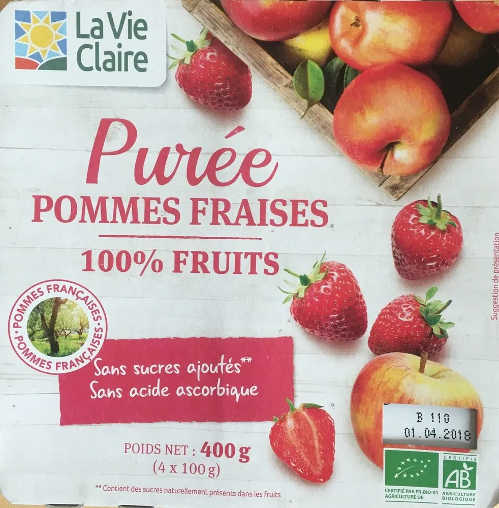 Purée pommes fraises