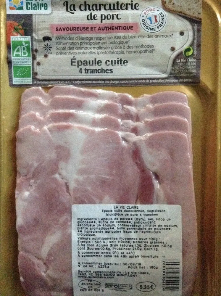 Épaule cuite découennée