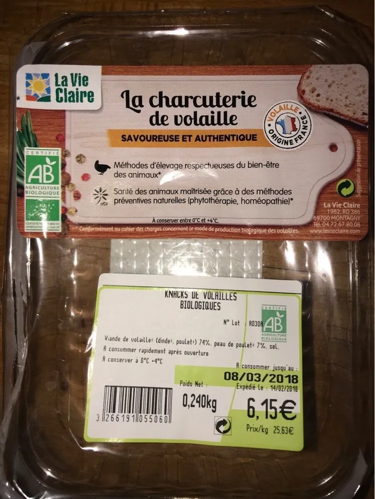Knacks de volaille bio