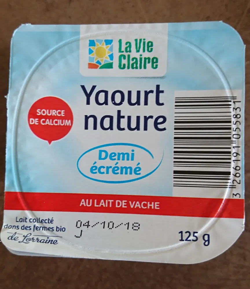 Yaourt Nature demi-écrémé