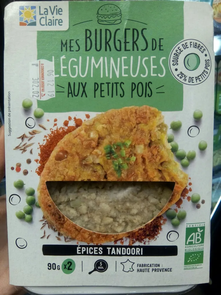 Mes burgers de légumineuses aux petits pois, épices tandoori