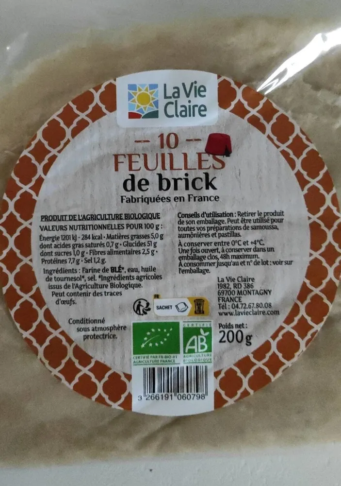 10 feuilles de brick