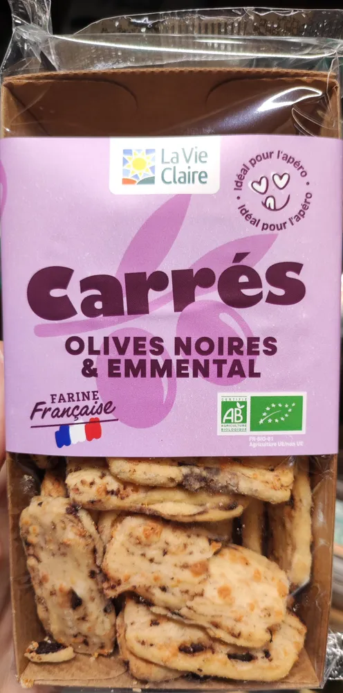 Carrés olives noires et emmental