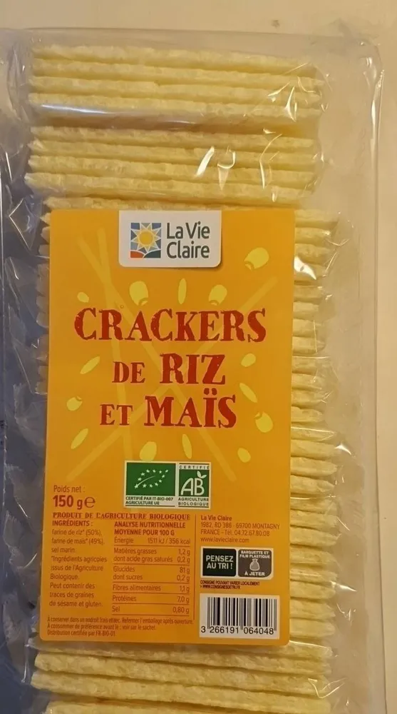 Crackers riz et maïs