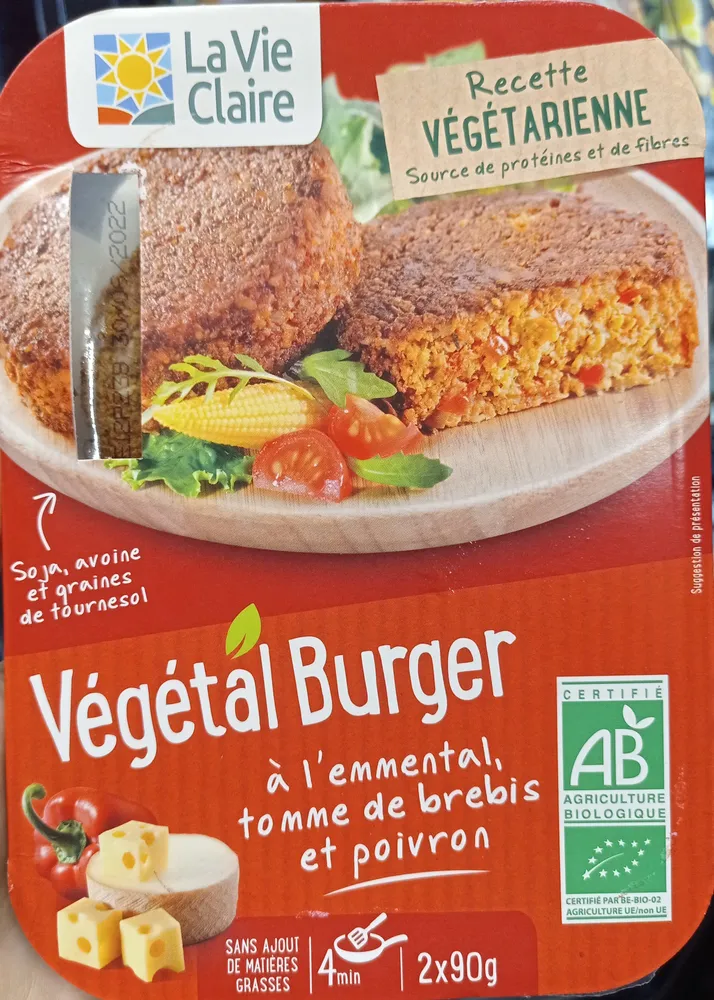 Végétal Burger à l'emmental, tomme de brebis et poivron