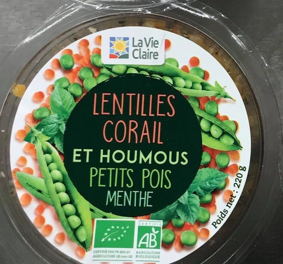 Lentilles corail et houmous petits pois menthe