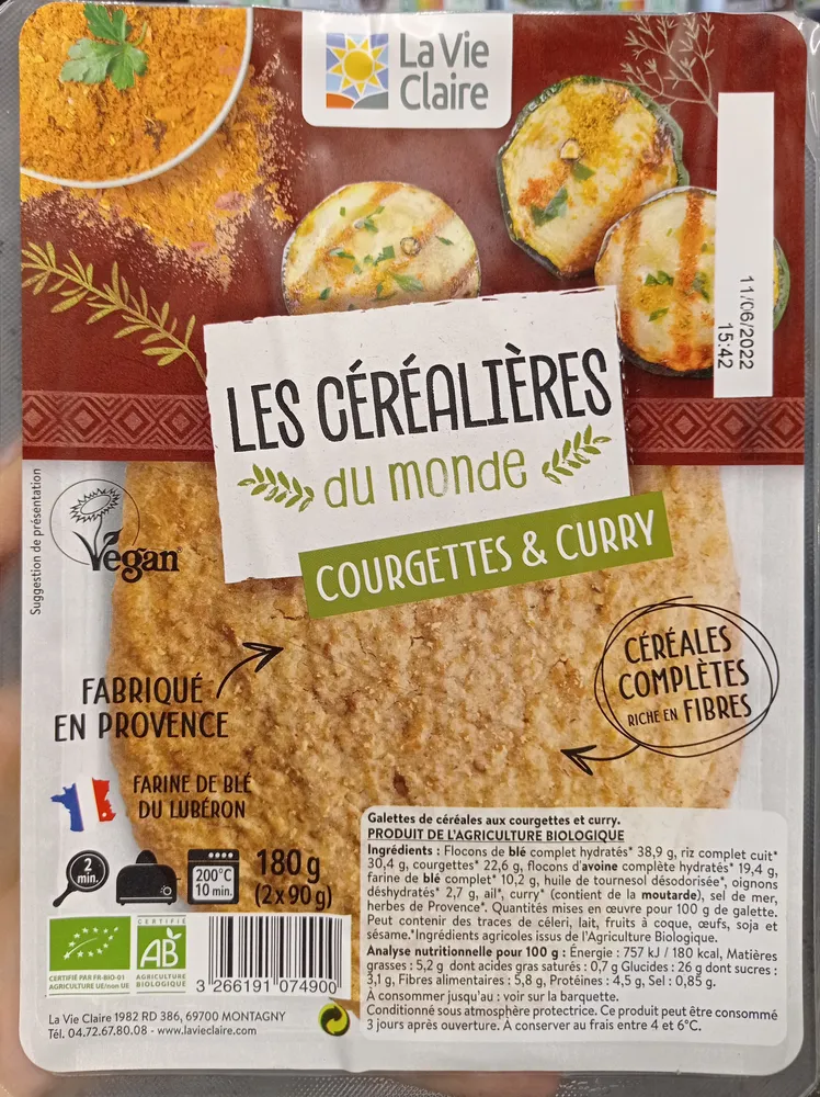 Galettes Céréales courgettes curry