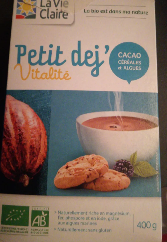 Petit Dej' Vitalité Cacao, Céréales Et Algues Bio