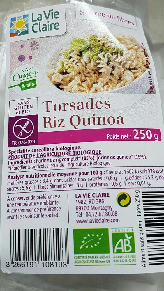 Torsades riz quinoa