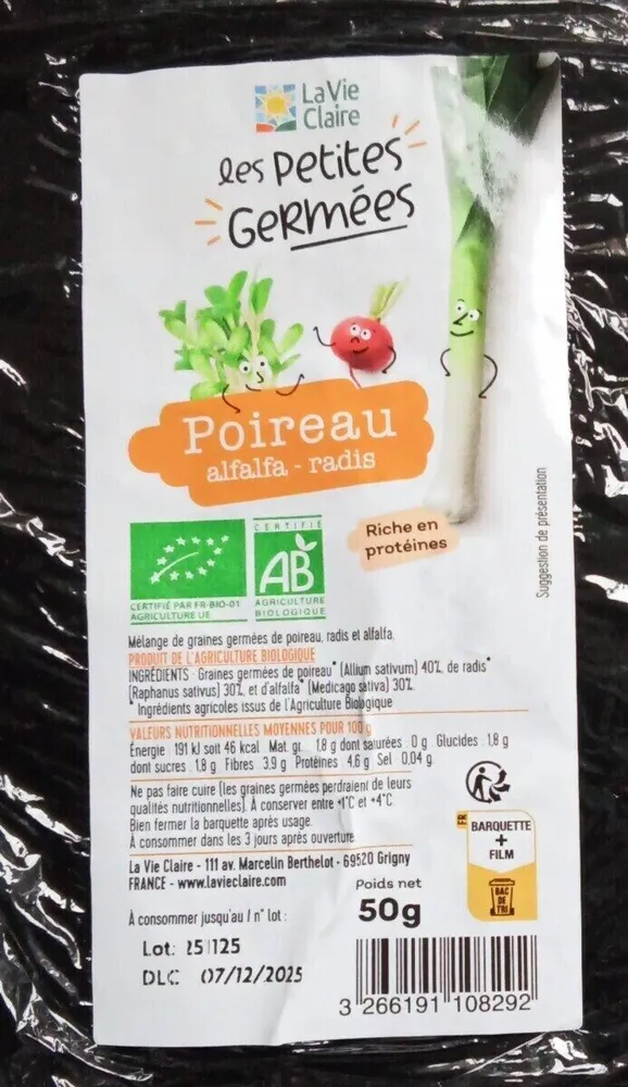 Les petites germées- poireau alfalfa radis