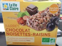 Barres chocolat noisettes-raisins