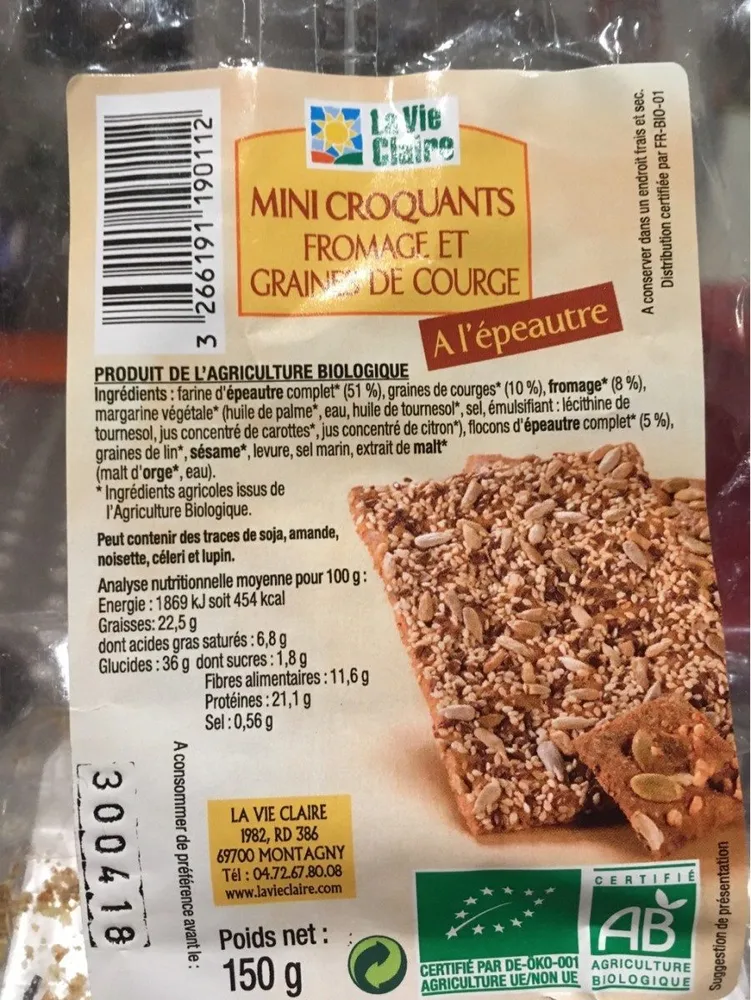 Mini Croquants Fromage et Graines de Courge