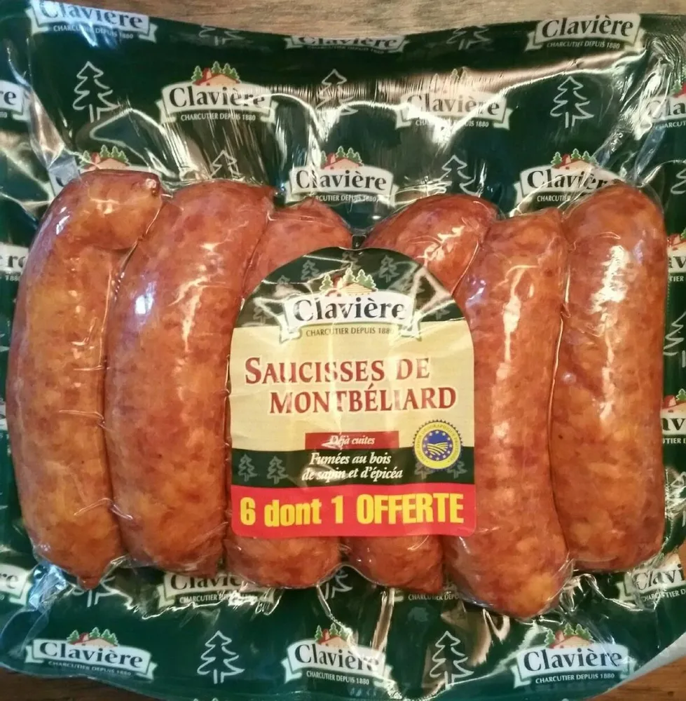 Saucisses de Montbéliard IGP cuites