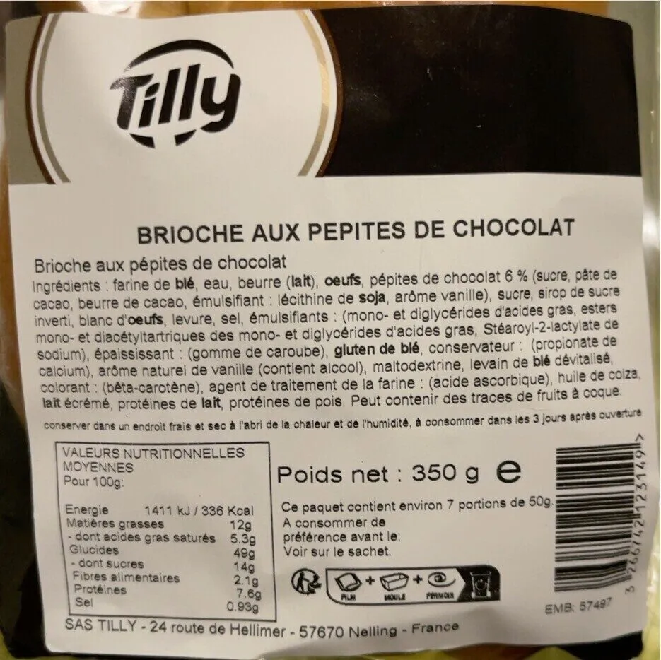Brioche aux pépites de chocolat