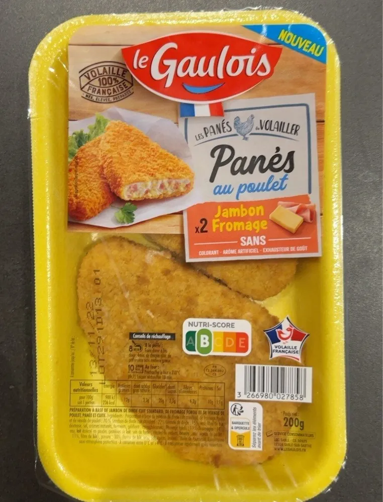 Panés au poulet jambon fromage