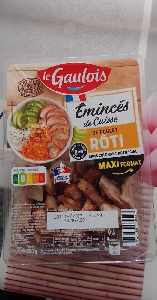 Émincés de cuisse de poulet rôti