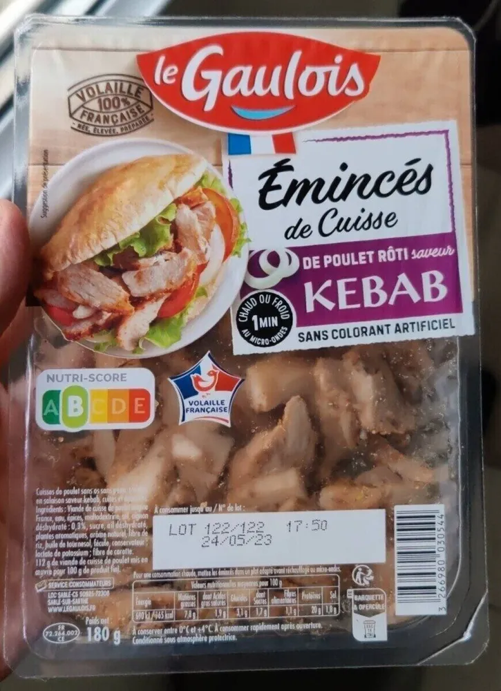 Emincés de cuisse de poulet rôti façon kebab