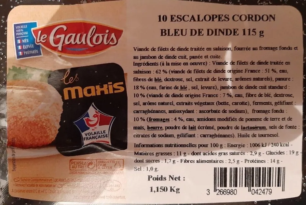 Escalope cordon bleu de dinde