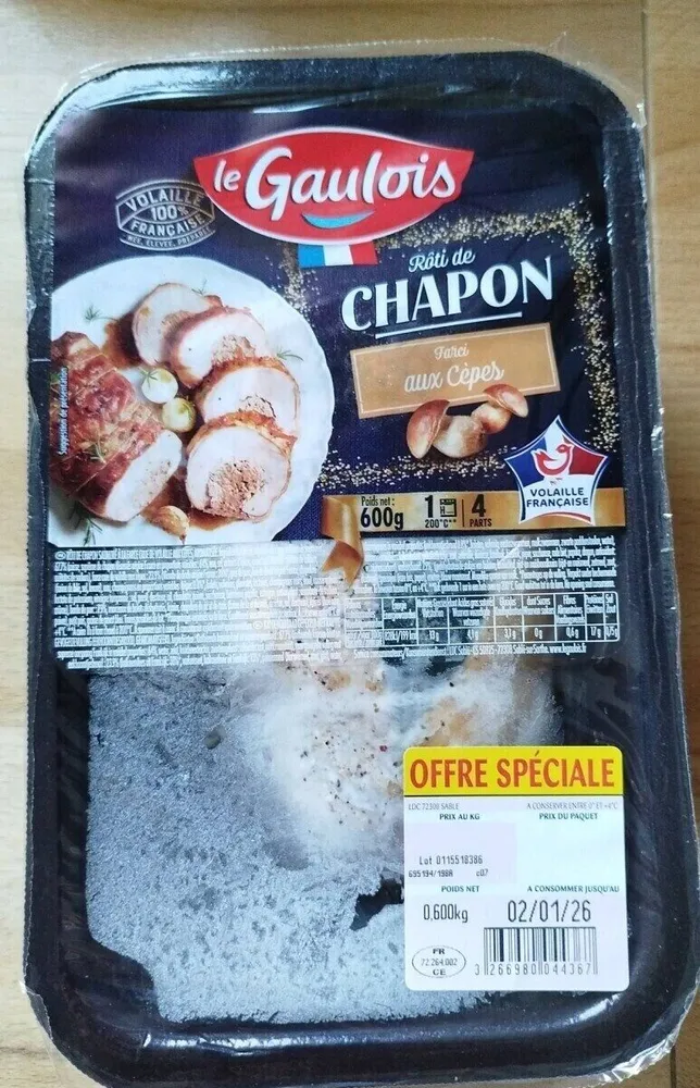 Rôti de chapon farci aux cèpes