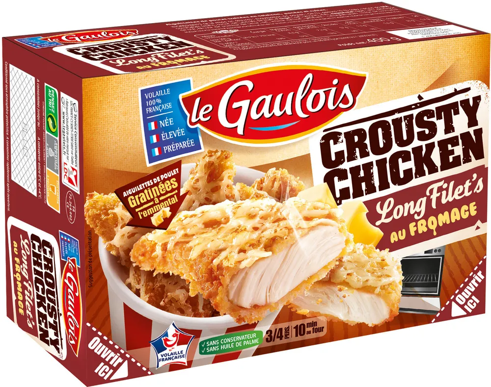 crousty chicken long filet's gratiné à l'emmental