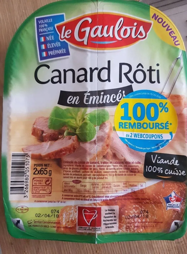 Canard rôti en émincés