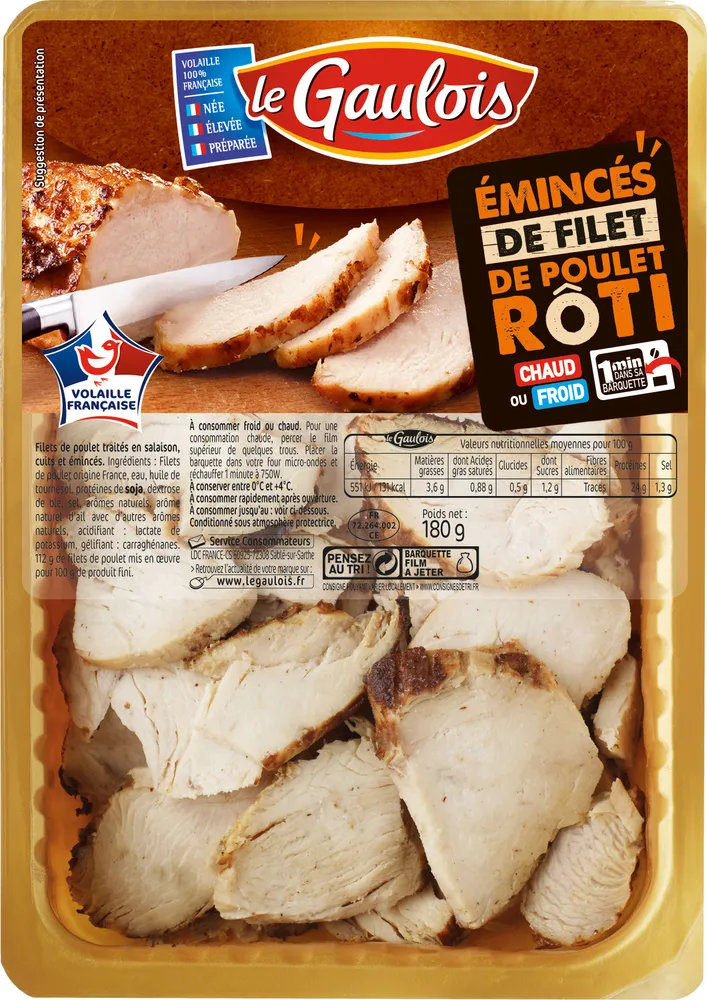 Emincés de filet de poulet rôti