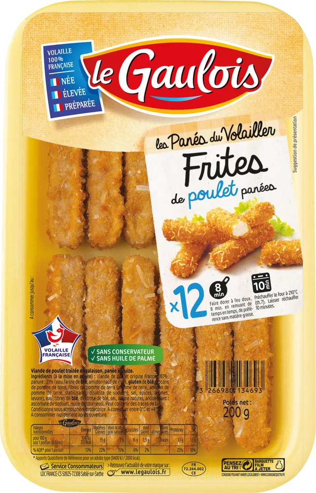 Frites de poulet panées