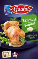 4 Ballotins de poulet, crème et asperges vertes