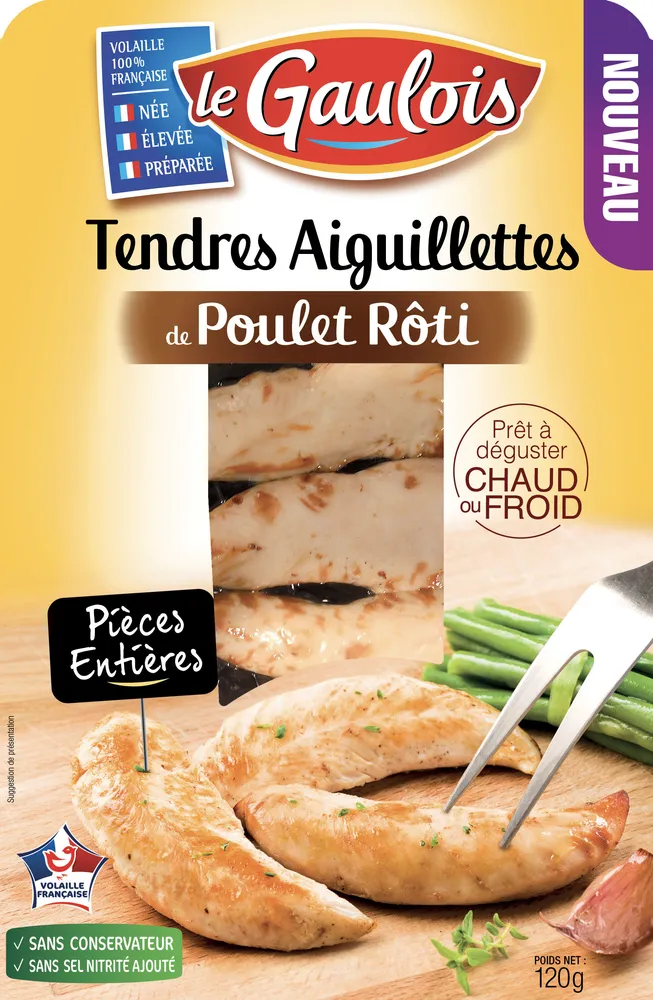Tendres aiguillettes de poulet rôti