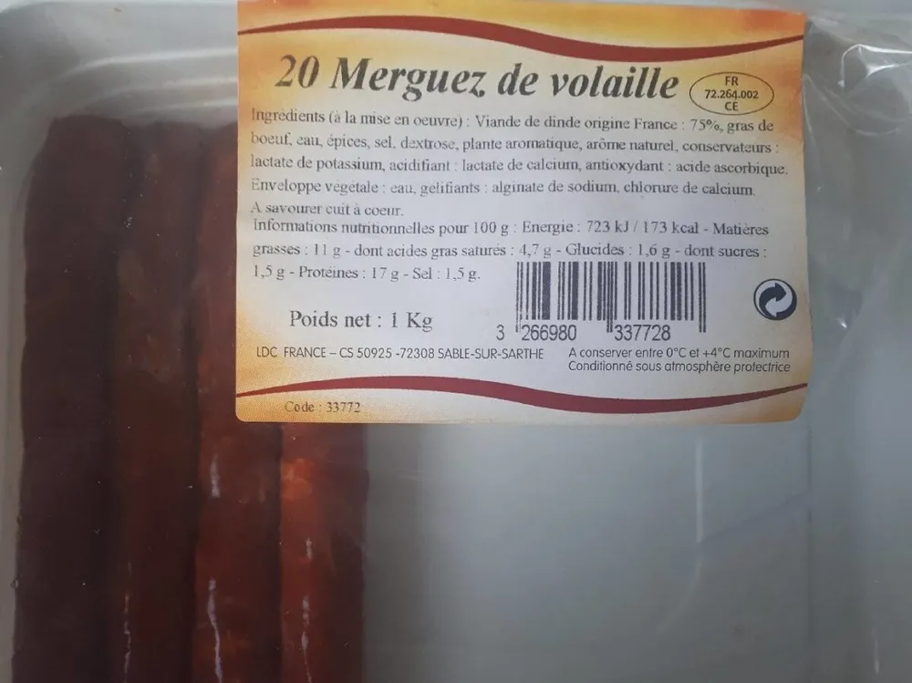 20 merguez de volaille