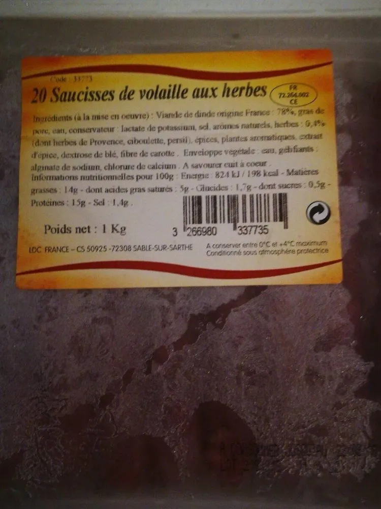 Saucisse de volaille aux herbes