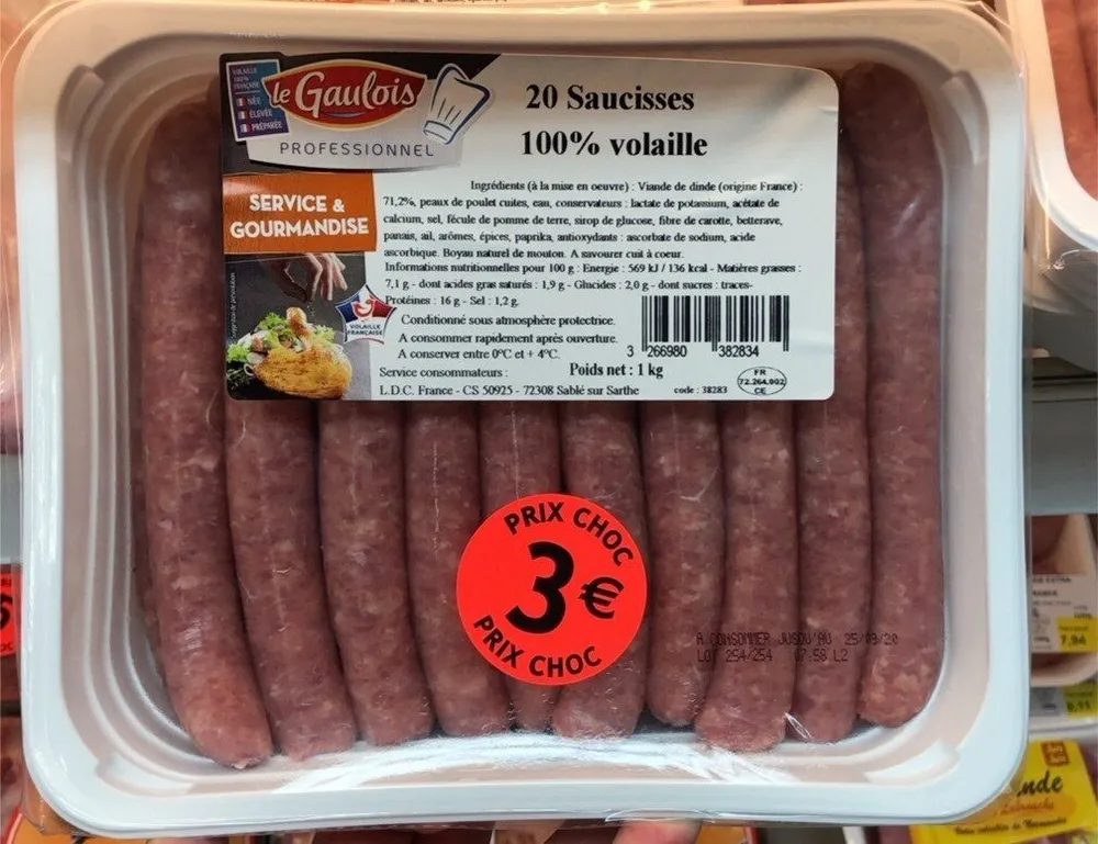 Saucisses 100% volaille nature