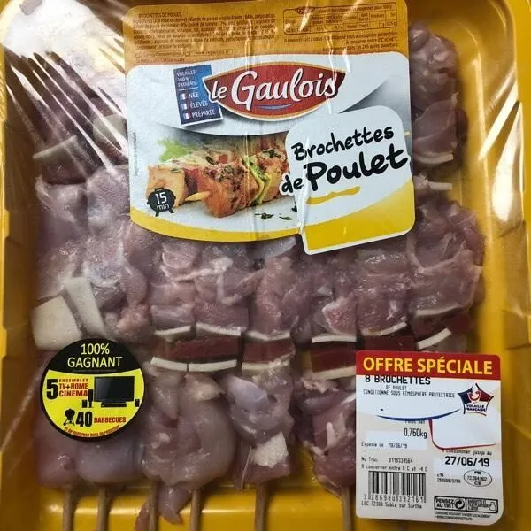 brochettes de poulet x 8 s/at