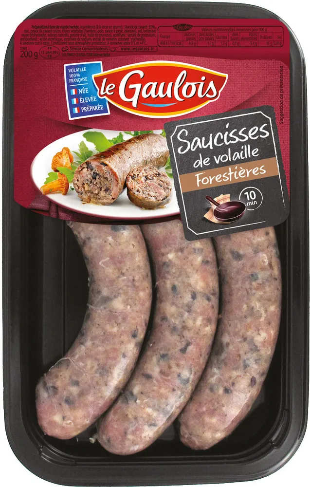 saucisses de volaille forestieres