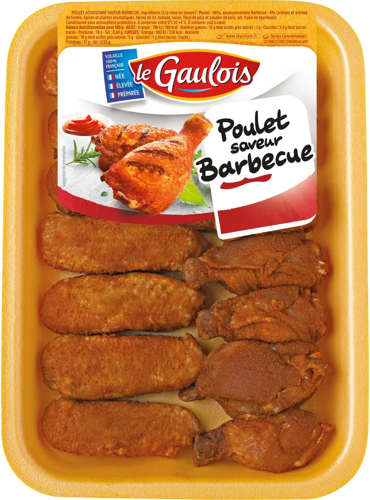 ailes de poulet découpées saveur barbecue