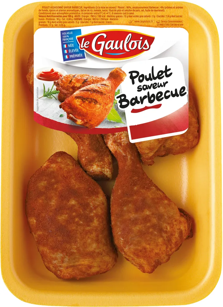 cuisses de poulet découpées saveur barbecue