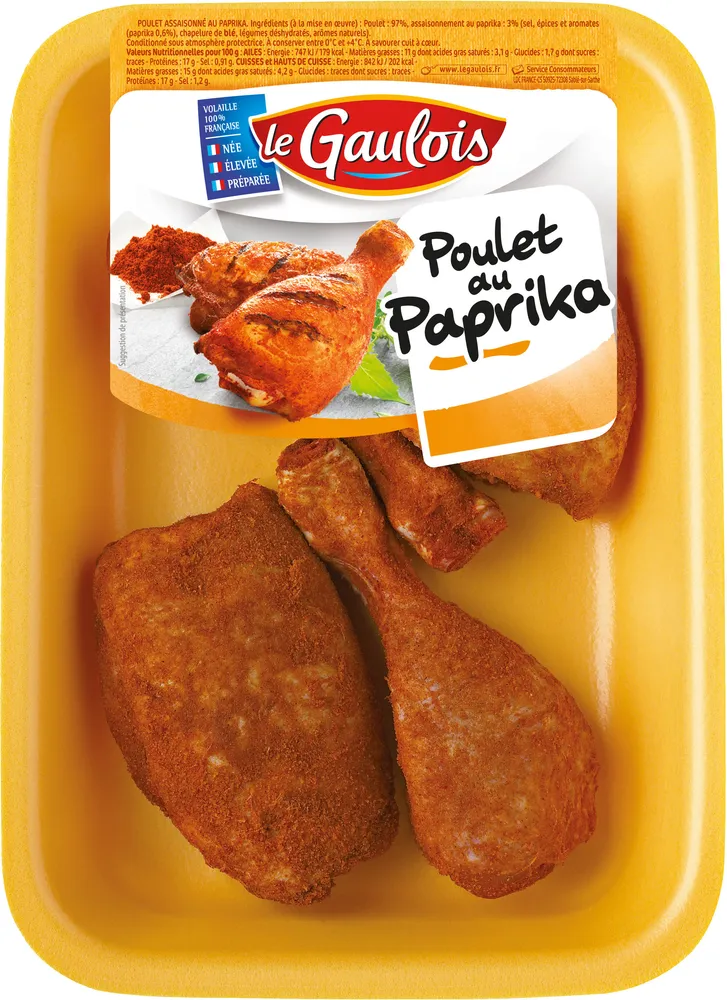 cuisses de poulet découpées au paprika