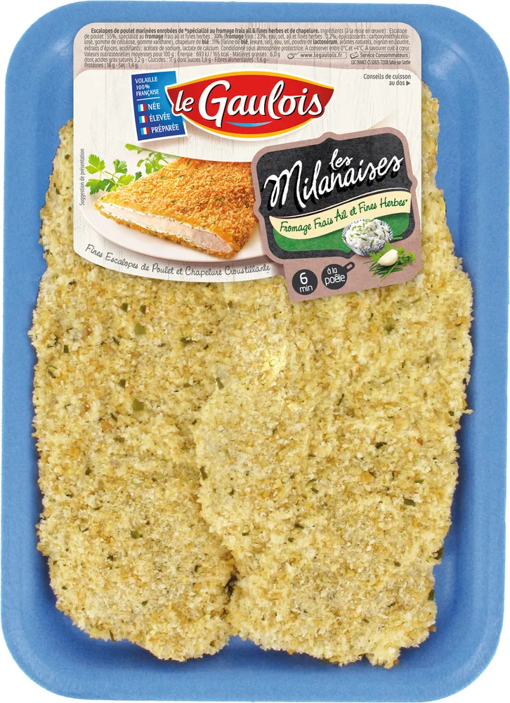 escalopes poulet fromage ail fines herbes x2 s/at