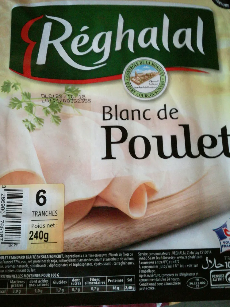 Blanc de poulet REGHALAL 6 tranches