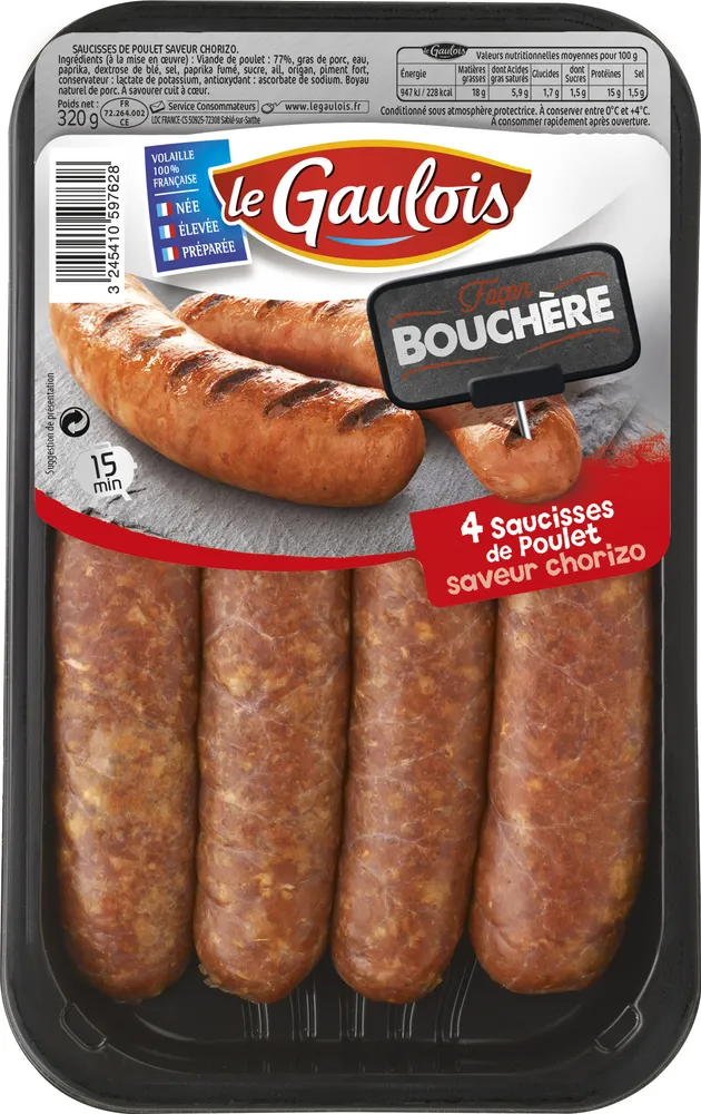 saucisses de poulet au chorizo