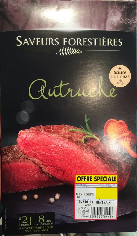 Saveurs forestières Autruche avec Sauce Foie Gras