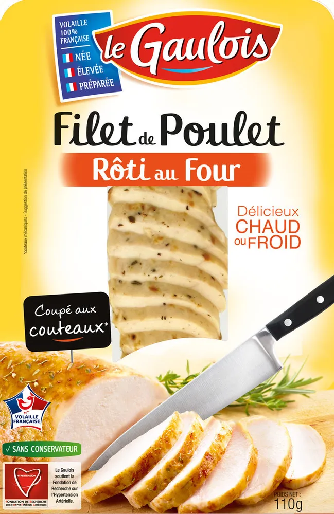 filet de poulet coupé aux couteaux rôti au four