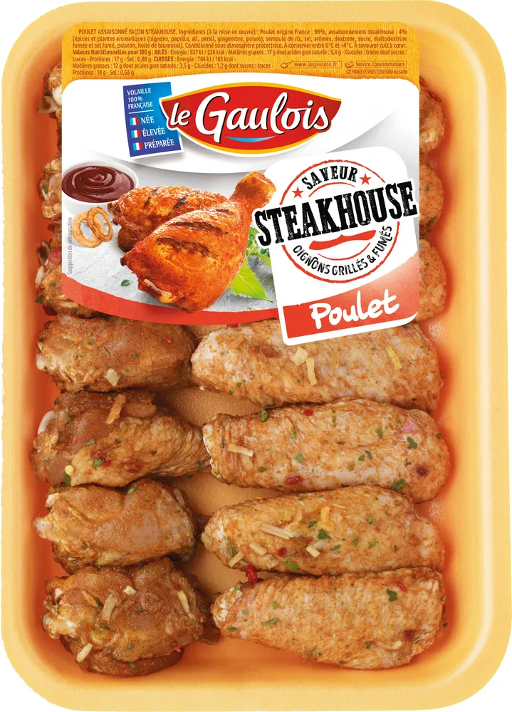 ailes poulet découpées saveur steakhouse PF