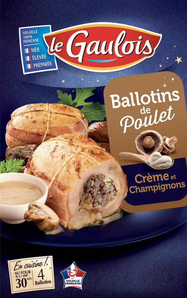 4 Ballotins de poulet crème et champignons