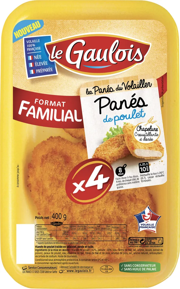 Panés de poulet x4