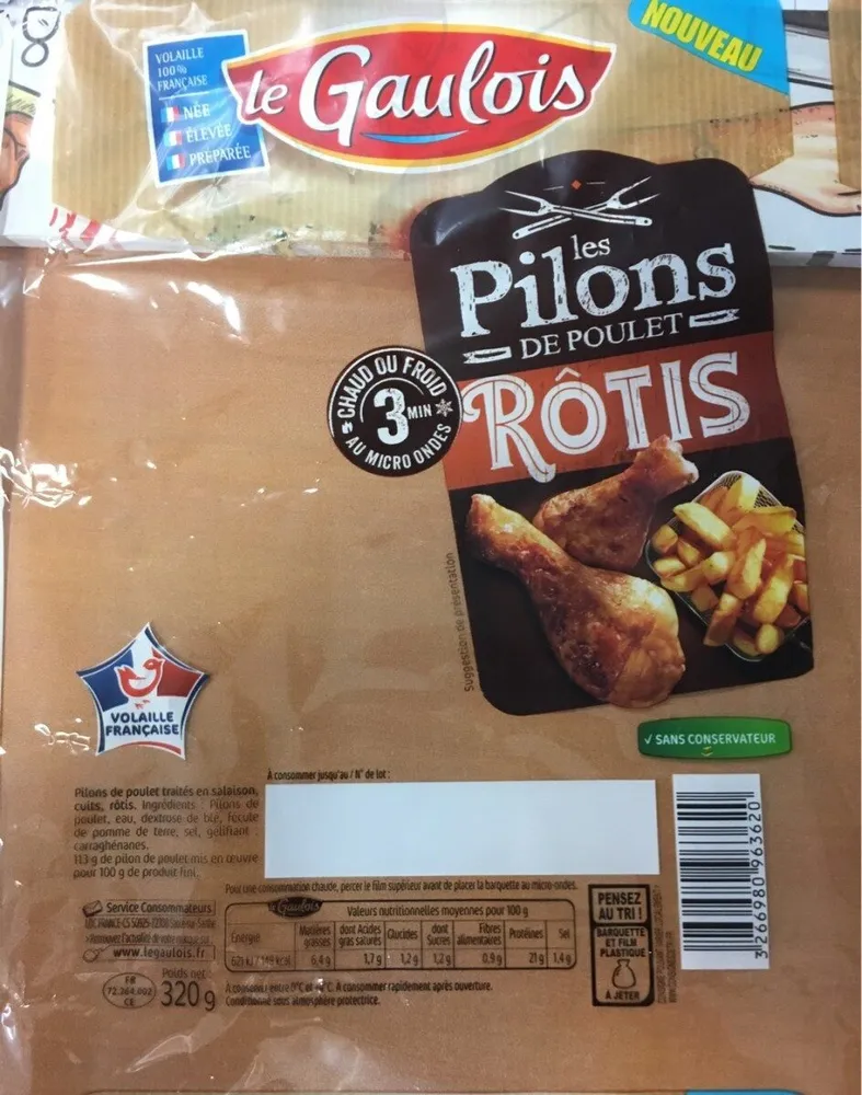 Pilons de poulet rotis