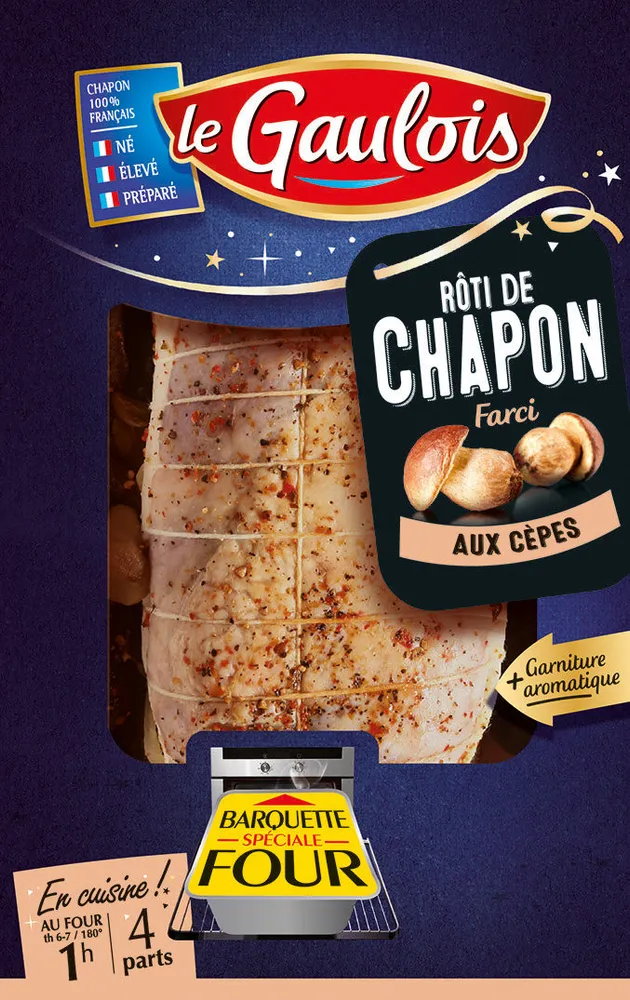 Rôti de chapon farci aux cèpes