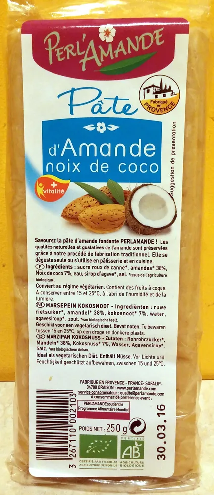 Pâte d'amande noix de coco