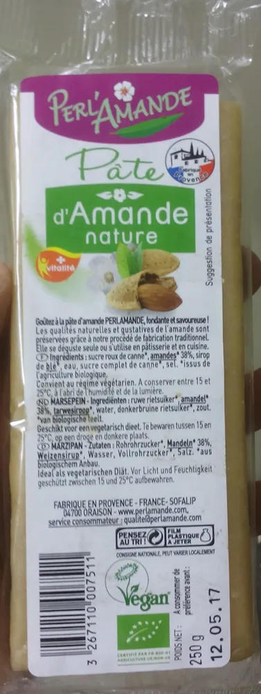Pâte d'Amande nature
