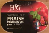 Histoires de glaces Sorbet fraise menthe douce, 56% de fruit Le bac de 750
